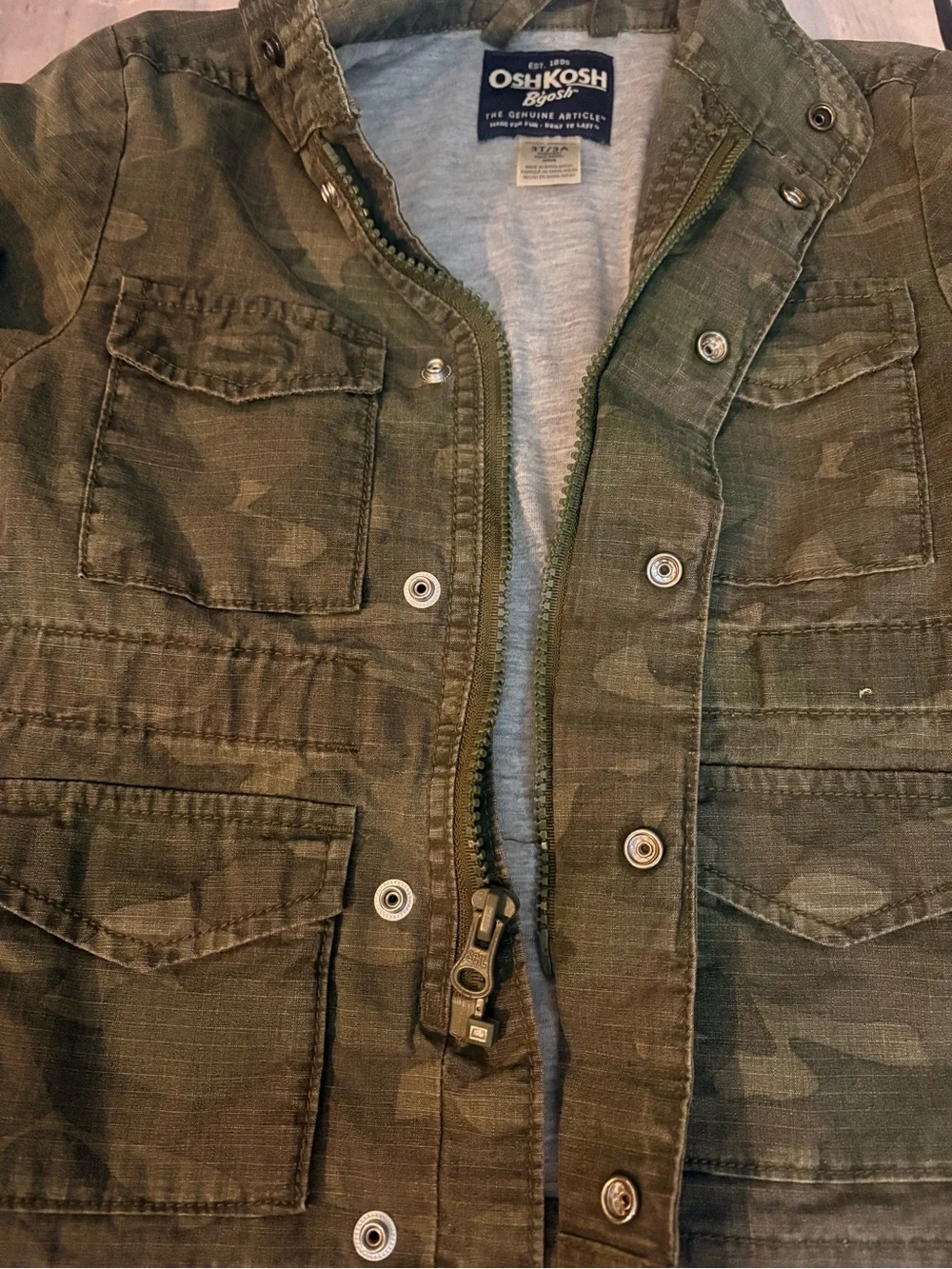 OshKosh B'gosh Olive Green Camo Field Jacket 3T